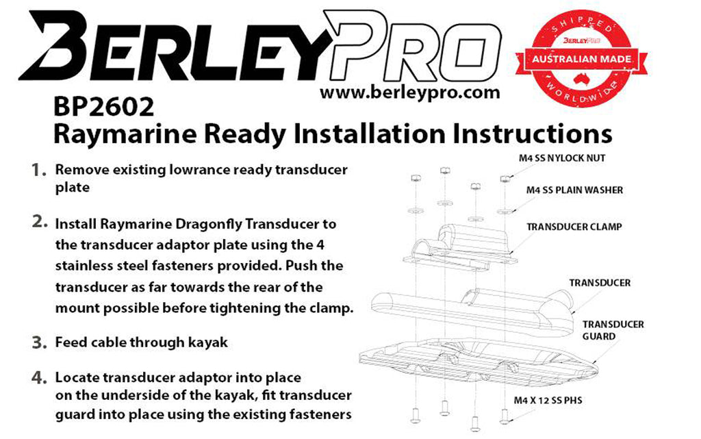 Berleypro Hobie Raymarine Ready Transducer Mount - BP2602